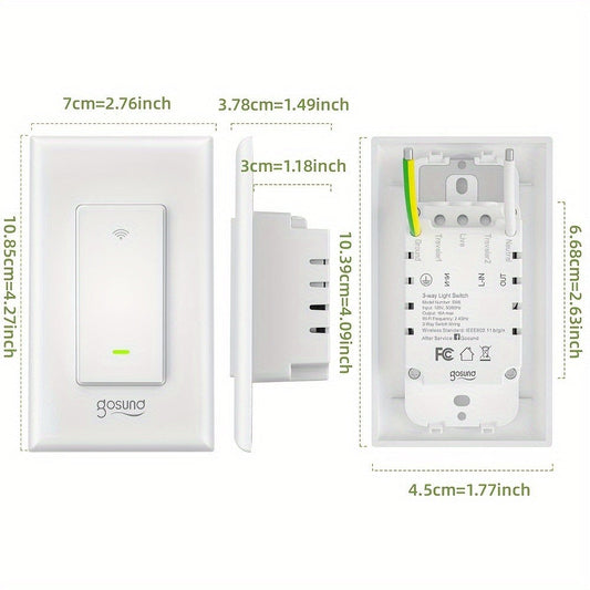 Gosund 3-Way WiFi Smart Light Switch, Single-Pole Support, 1-, 2-, or 4-Pack