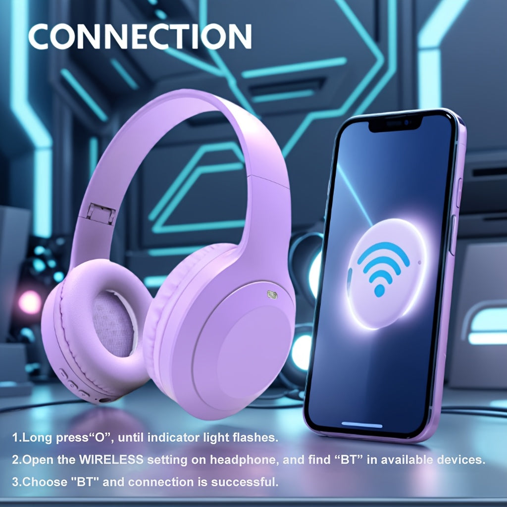 GENAI Over-Ear Wireless Headphones Bluetooth 5.3, Futuristic HiFi Sound Design, Built-In Microphone, Universal Fit for Teens & Adults, Ideal for Gaming Travel Business Study, Foldable Wireless Headset