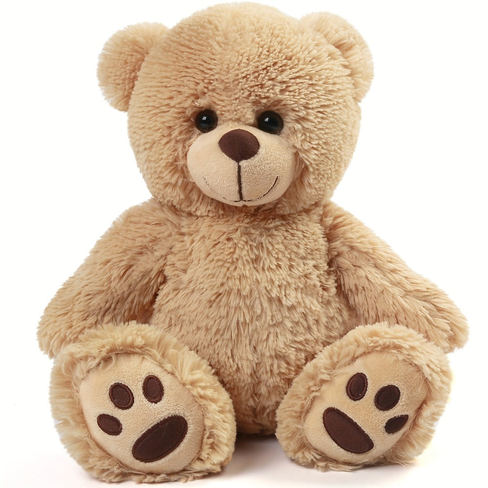 Plush Teddy Bear Stuffed Animal 10 Inch 12 Inch Soft Brown Bear Toy Huggable Cuddly Plushie Safety Eyes Birthday Christmas Easter Gift for Kids Toddlers Boys Girls