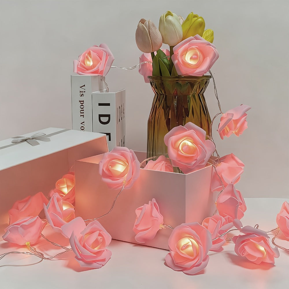 Rose Crystal LED Night Light – Colorful Floral LED Sign Lamp, Romantic Desk Light for Bedroom Vanity, Unique Gift for Girlfriend Wife Mom on Women's Day Anniversary Birthday (4 Styles)