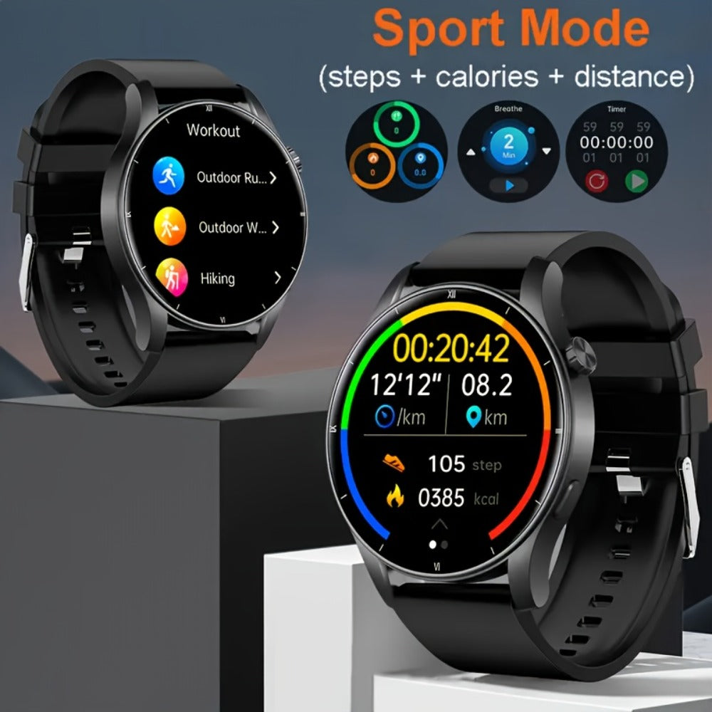 Unisex Smartwatch 1.52" HD Full Touch Screen, Wireless Calling & Text Messages, Multi-Sport Fitness Tracker, Remote Camera Control, Premium Alloy Case & Silicone Strap, USB Charging – Android & iPhone Compatible