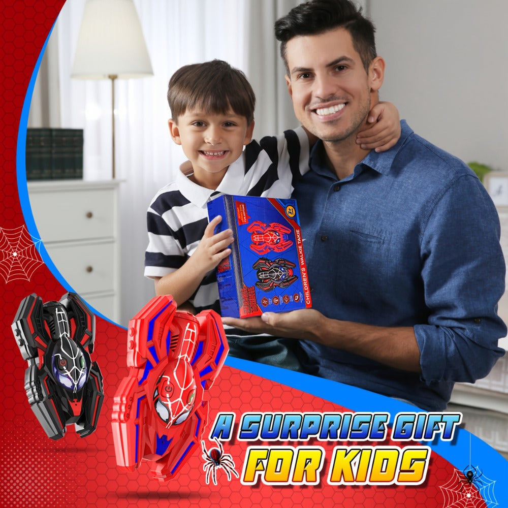 Spider Walkie Talkies for Kids, 2-Pack with Push-to-Talk and Lanyard Holes