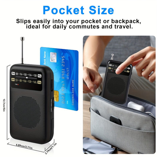 Qoosea Portable AM/FM Radio with Built-In Speaker and 2 AA Battery Power