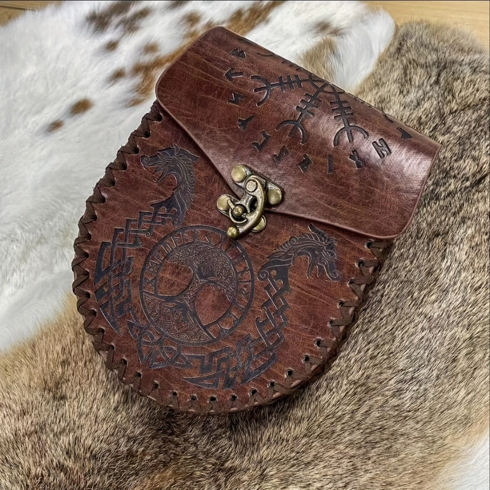 Viking Belt Pouch, Faux Leather Medieval Waist Bag for LARP, Renaissance Faire and Cosplay, 5 Styles