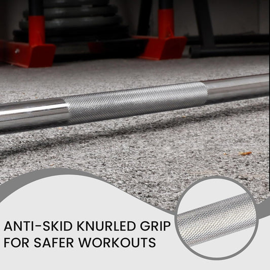 Standard Barbell, 5-Foot Solid Steel 1-Inch Bar with 300 lb Capacity and Knurled Grip