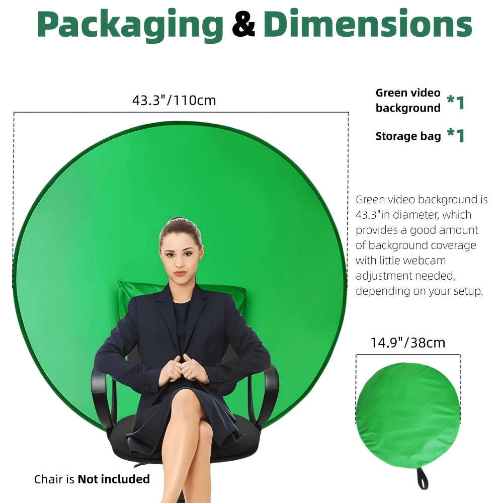 Folding Green Screen Background Frame Studio Kit | Portable Collapsible Backdrop for Live Streaming, Photography, Gaming, Video Calls, Home Office & Meetings