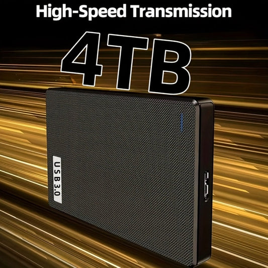 4TB External Hard Drive USB 3.0 Portable HDD for PC Laptop Mac PS4 PS5 Xbox Smart TV – High-Speed Plug and Play, exFAT, Tool-Free Setup, Slim Black Backup Storage Drive