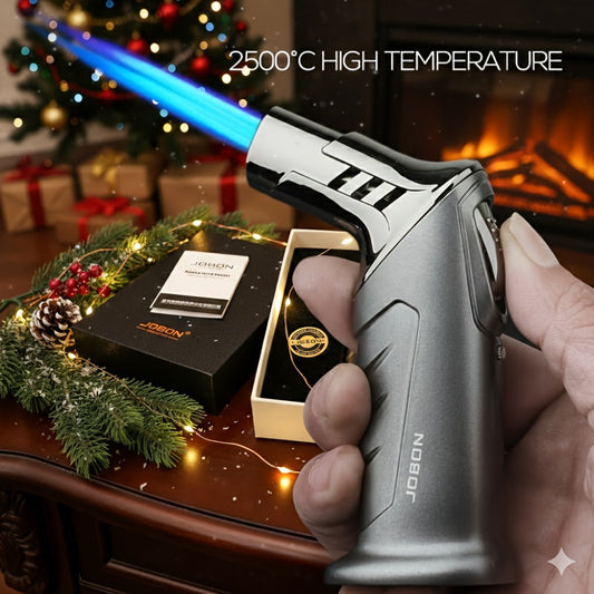 Refillable Butane Torch Lighter with Adjustable Flame & Safety Lock, Black Gift Box