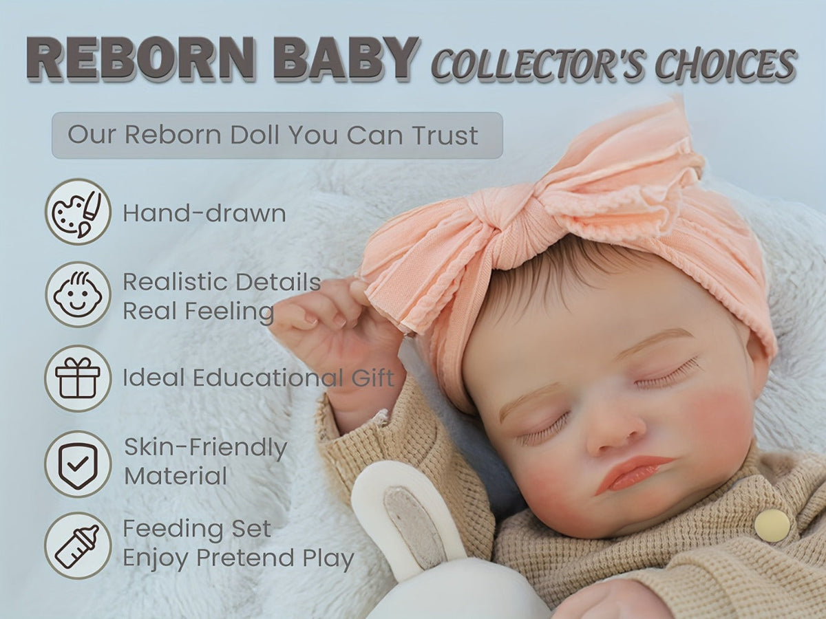 20-Inch Sleeping Reborn Baby Doll with Soft Cloth Body and Feeding Set