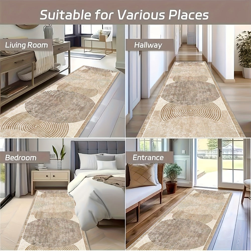 Modern Area Rug Non-Slip Machine Washable – Indoor Outdoor Rectangular Carpet in Beige, Grey, Black & Brown for Hallway, Kitchen, Living Room & Patio – 4 Sizes Available