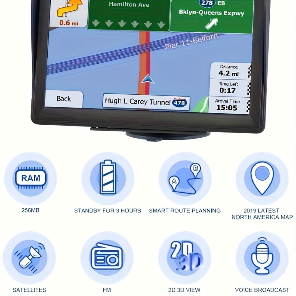 7-Inch GPS Car Navigation System with Touchscreen & RDS Traffic Update – HD Display Android Navigator for Cars & Trucks, Entertainment Features, 256MB+8GB, Wireless Connectivity