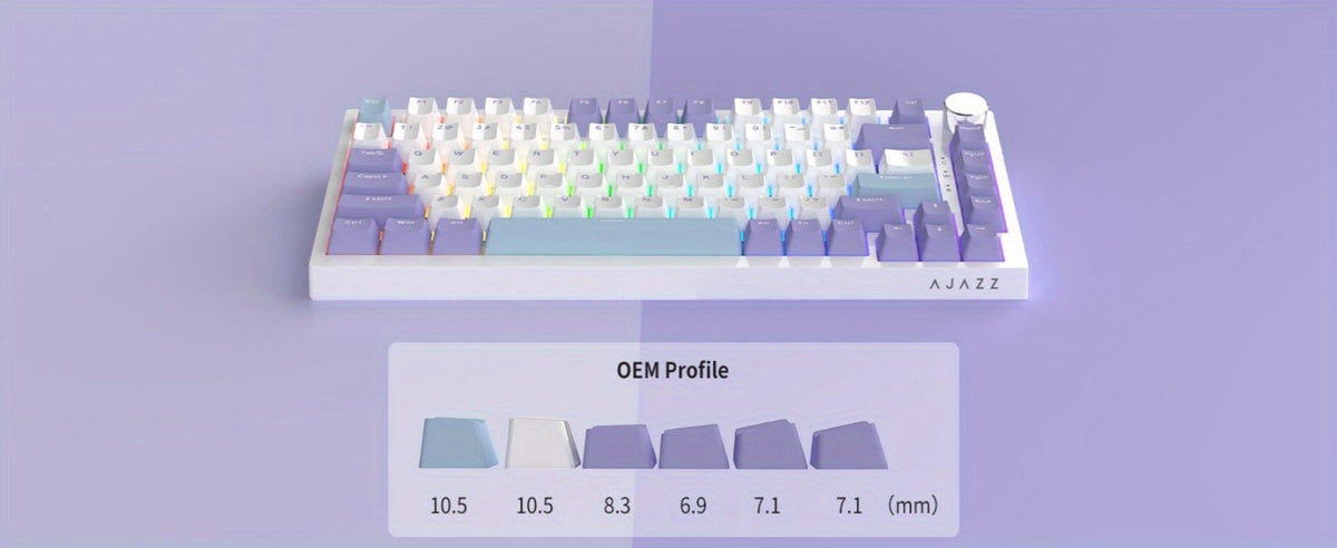 Hot Swap Gasket Mechanical Keyboard AJAZZ AK820 75% – Wireless 2.4GHz & Wired, Volume Knob, South-Facing RGB, Poron Foam, PBT Keycaps, Programmable, 11 Switch & Color Options for PC & Mac