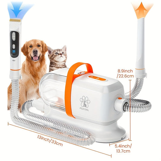 Dog Grooming Vacuum with Dryer Function, 2.2 L Cup, Purple & Orange Kit Options