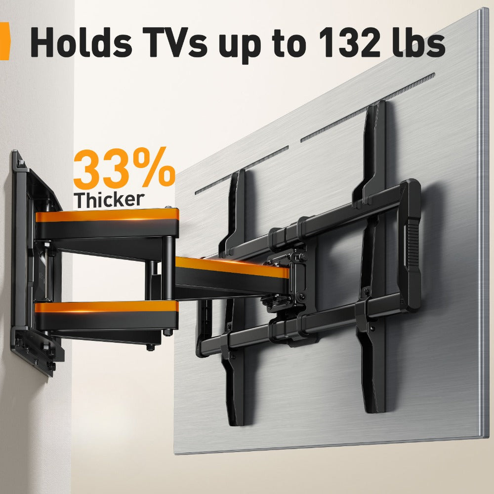 Full Motion TV Wall Mount 40-86 Inch – Holds 132 lbs, Pre-Assembled, Tool-Free Tilt Swivel Extend, VESA 600x400mm, Fits 12/16/18/24" Wood Studs