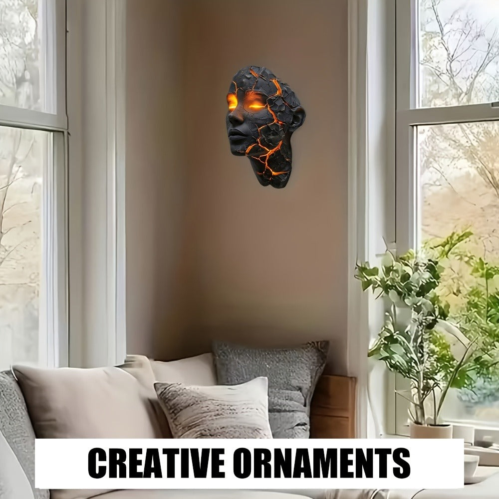 3D Wall Lamp Shattered LED Night Light Broken Face Moving Effect – Gothic Plug-In Wall Decor Light for Bedroom, Living Room, Bar, Cafe & Game Room, Unique Home Lighting Gift