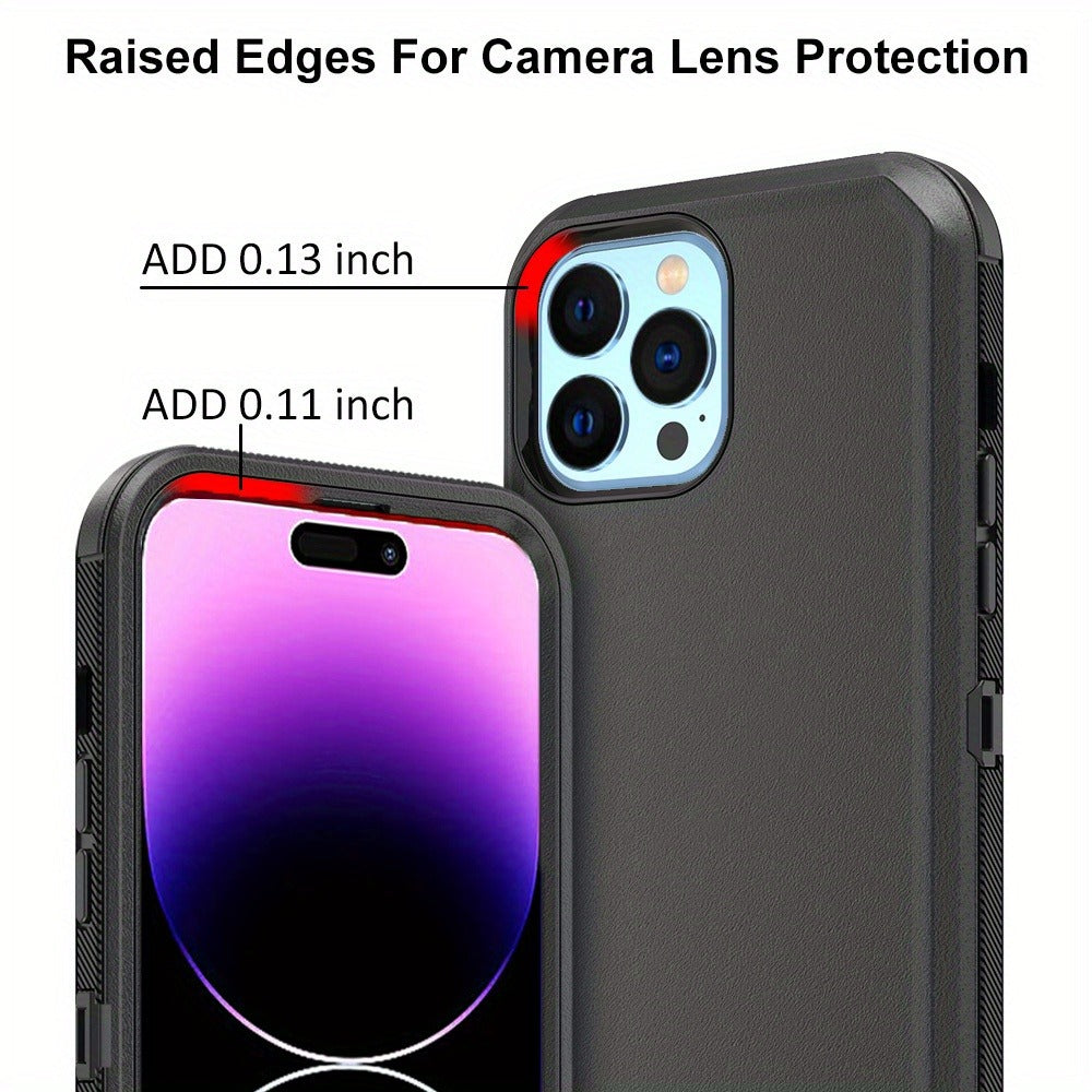 Shockproof Armor iPhone 14 Case Heavy Duty TPU PC Dual Layer Drop Protection Rugged Cover for iPhone 14 Pro Max 14 Plus 14 Pro 14 Wireless Charging Compatible – 3 Colors Black Orange Blue