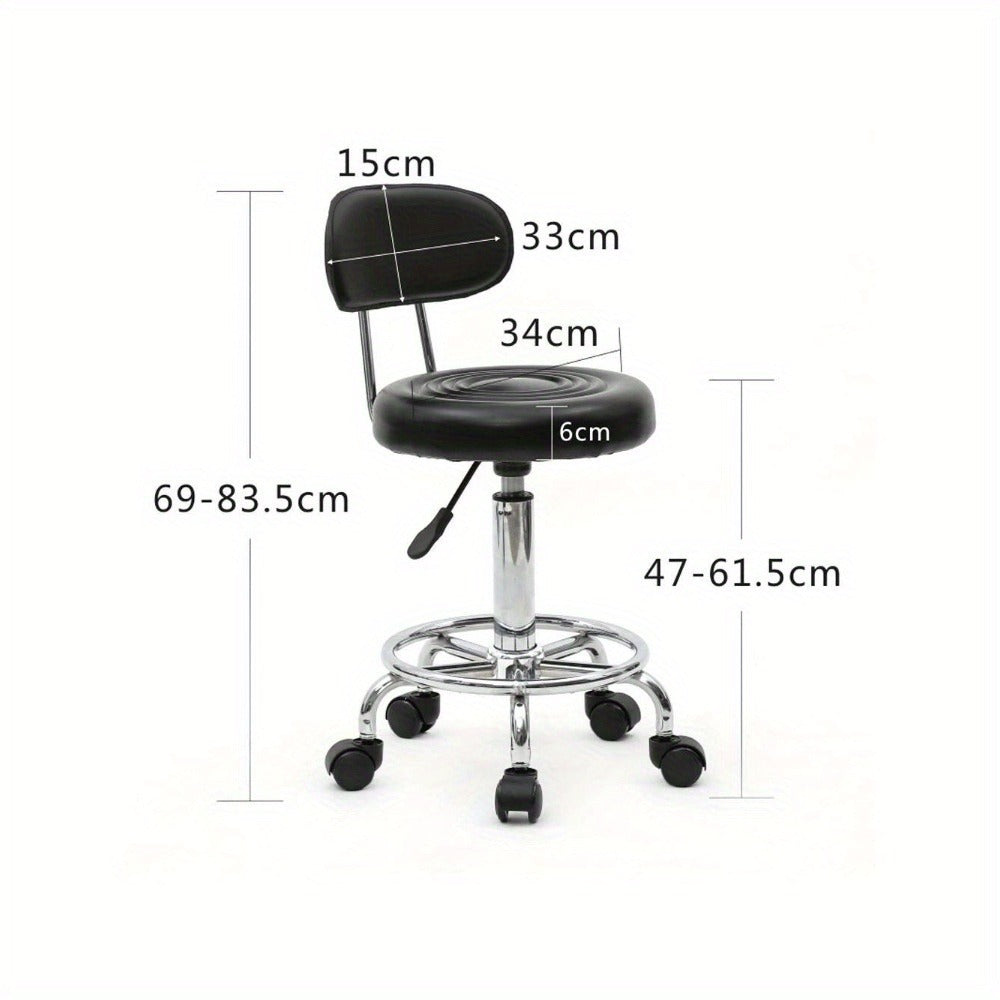 Adjustable Height Bar Stool with Backrest & 360° Swivel - Modern Counter Stool Rotating Chair for Kitchen Island Dining Room Bistro Spa Salon, Armless Striped Design, White