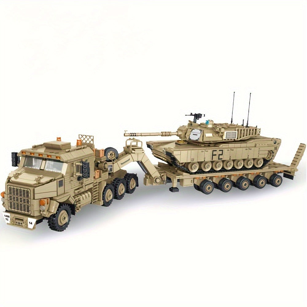 MOC Military Tank Hauler Building Block Set, 3482 Pieces, Armored Transport Model for Adults