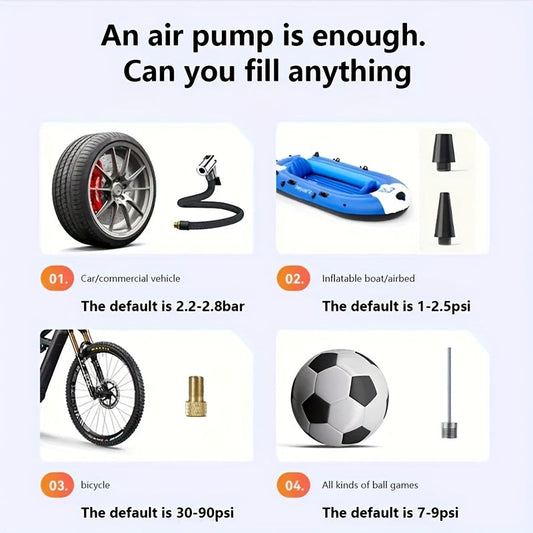 Portable Tire Inflator, 150 PSI with Digital Gauge, Auto Shut-Off and LED Light