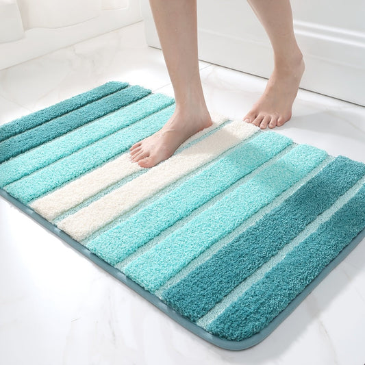 Chenille Bath Rug with Non-Slip Backing, Plush Machine-Washable Bathroom Mat
