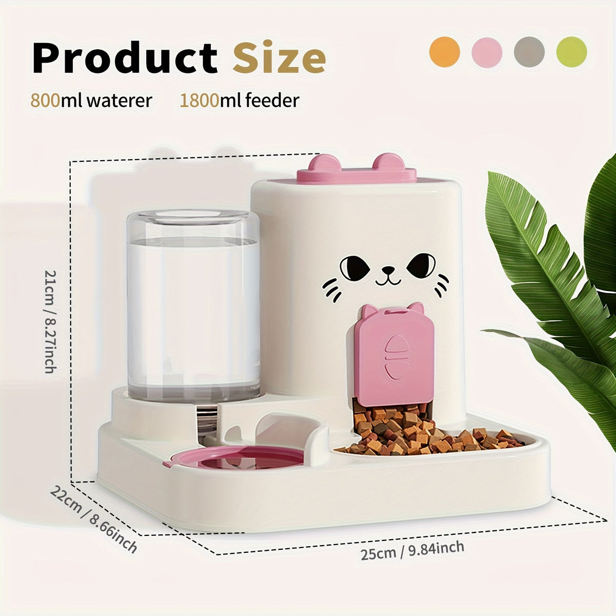 Automatic Cat Feeder and Water Dispenser 2-in-1 - Large Capacity Dry Wet Separation Pet Food Bowl, Battery-Free Gravity Feeder for Indoor Cats, Healthy Diet & Hydration Station
