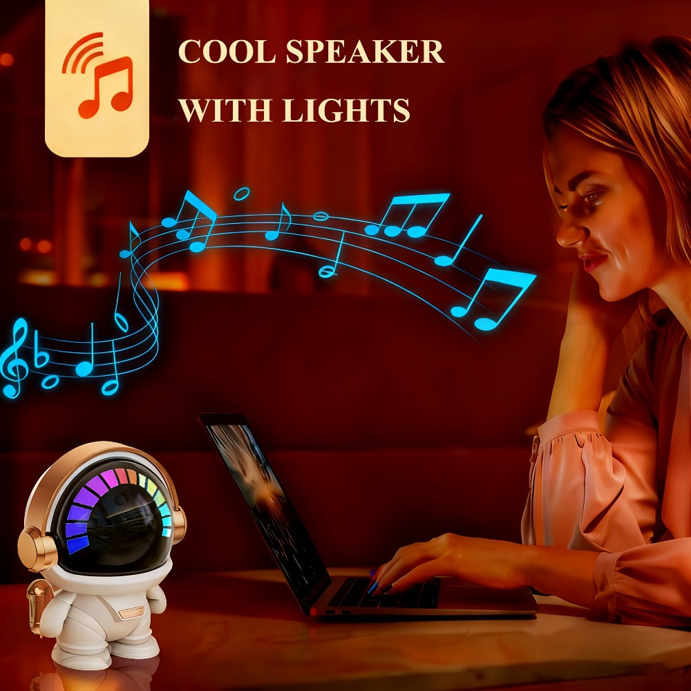 Cute Astronaut Wireless Speaker with LED Light, Portable Bluetooth Mini Speaker with Stereo Sound, USB Rechargeable Desktop Decoration Speaker for Home, Office & Party – Unique Birthday Gift for Kids, Teens & Adults