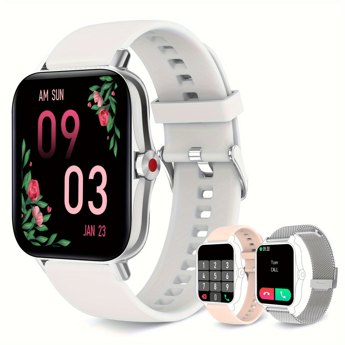 Women's Smartwatch with Health Tracker, Heart Rate SpO2 Sleep Monitor, Message Alerts, Voice Assistant, Multi-Sport Modes, Music Control, Dual Silicone Straps – Compatible with iPhone & Android
