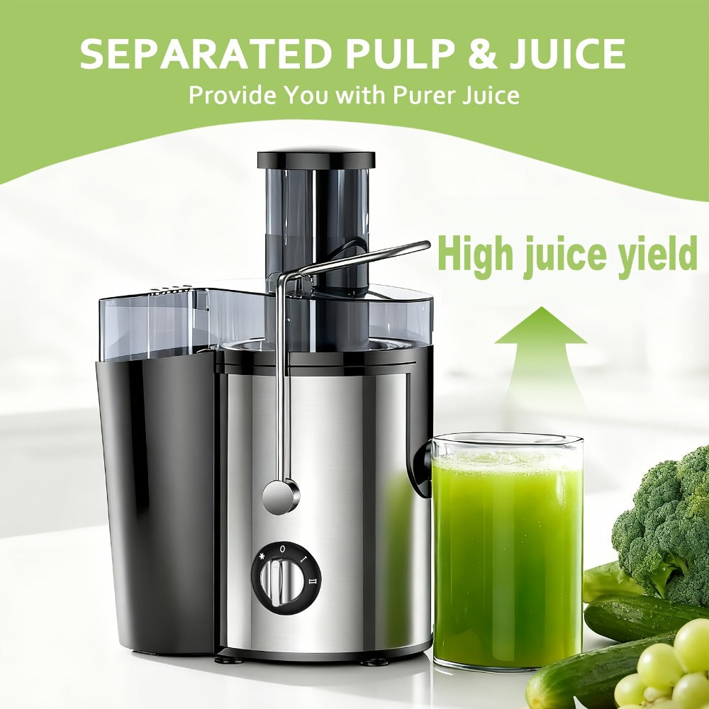 Centrifugal Juicer 600W Wide Mouth Juice Extractor - 3-Inch Feed Chute, High Juice Yield, Fast Juicing, Easy to Clean Detachable Design for Vegetables & Fruits, Multifunctional Juicer Machine