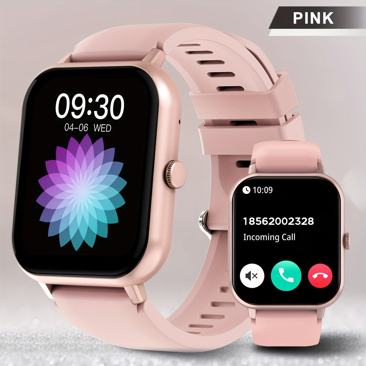 Fitness Smartwatch 1.83 Inch HD+ Full Touch Screen Bluetooth 5.2 Wireless Calling Step Tracker Distance Calorie Counter Wristband for Men Women Compatible with iPhone Android – Black Pink Silver