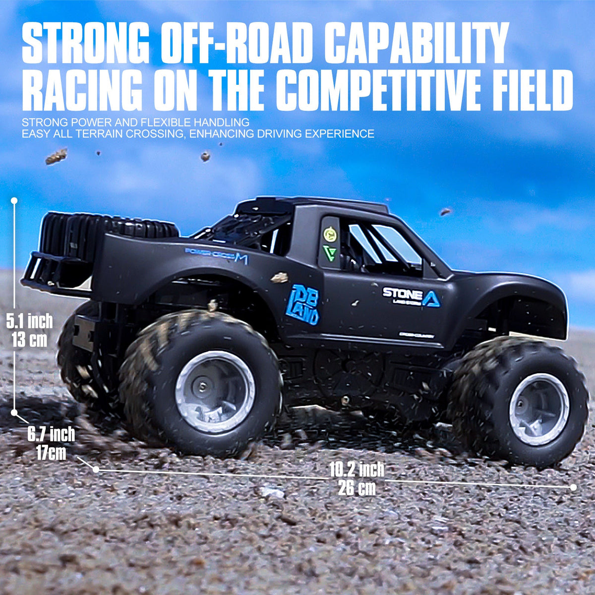 Amphibious RC Car 1:16 Scale 4WD, Waterproof Monster Truck or Pickup, 2 Batteries