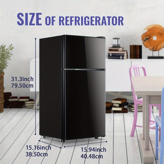 Mini Refrigerator with Freezer, 2.4 Cu Ft Double Door with Removable Shelves & Adjustable Feet