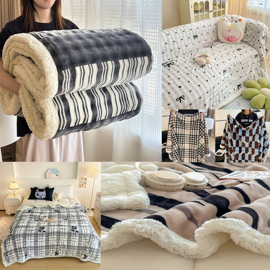 400-450gsm Heavyweight Flannel Blanket – Thick Warm Woven Throw for Bed, Sofa & Bedroom, Machine Washable, 16 Patterns, 4 Sizes