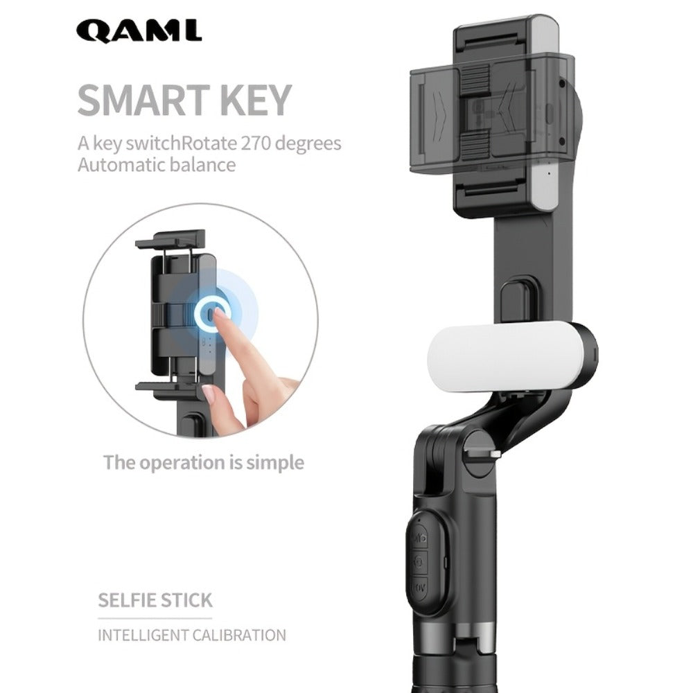 3-in-1 Phone Gimbal Stabilizer with Selfie Stick & Tripod Stand – 1-Axis Anti-Shake Handheld Stabilizer for iPhone & Android, Wireless Remote Control, 400mAh Rechargeable Battery, Foldable Portable Vlog