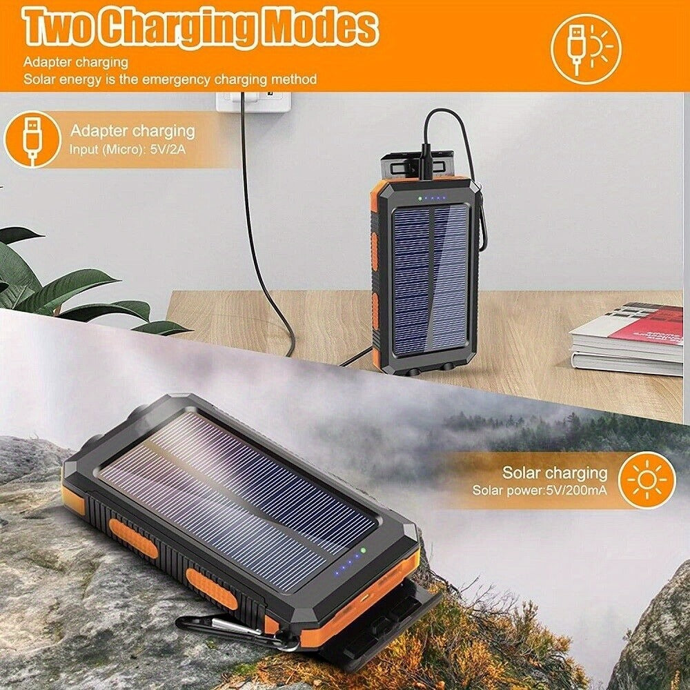 Solar Power Bank 45800mAh QC3.0 Fast Charging – Dual USB Portable Charger with LED Flashlight for Camping Hiking Travel Emergency, High Capacity Battery Pack for All Cell Phones & Devices
