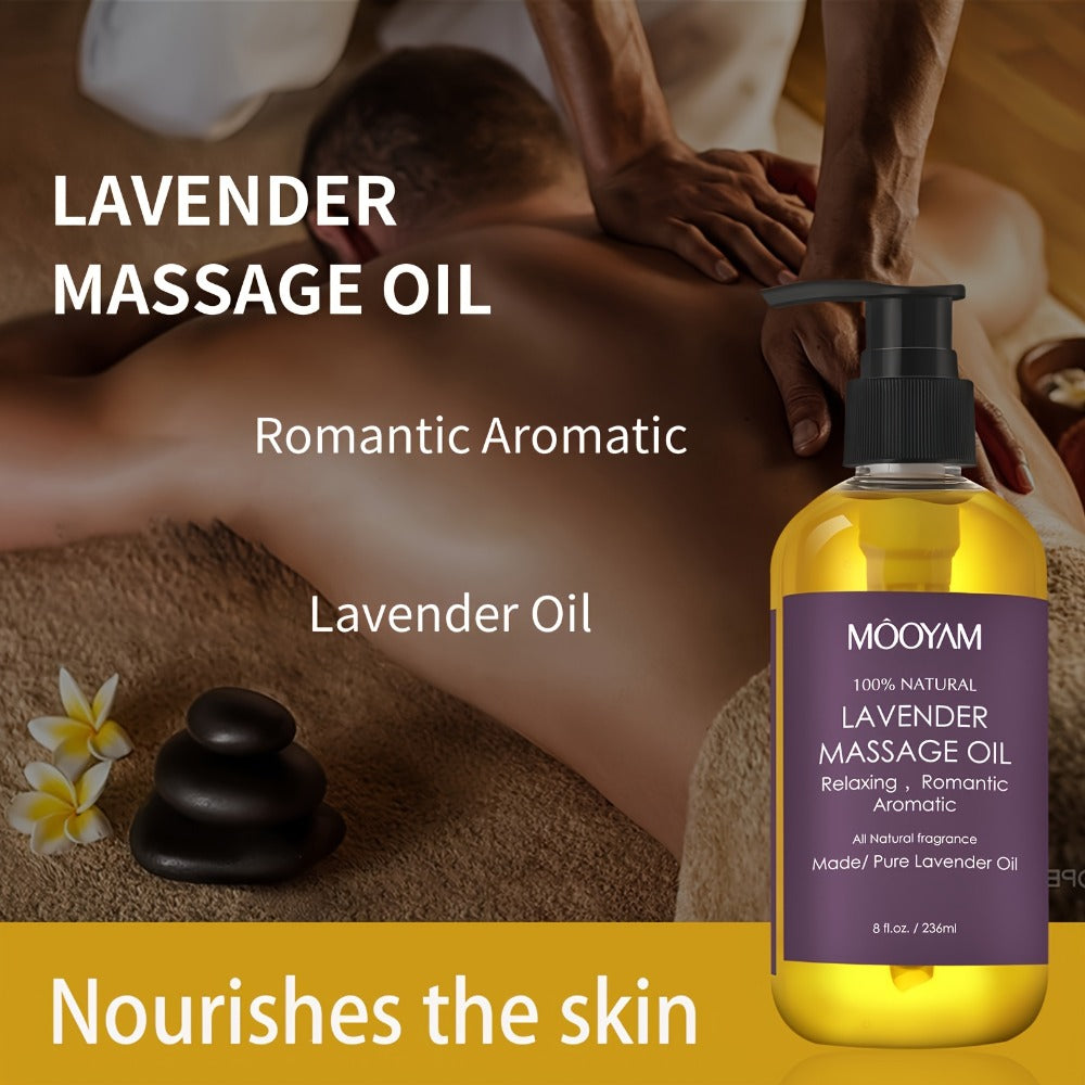 Body Massage Oil with Lavender, Nut Oil & Grapefruit - Deeply Moisturizing Aromatherapy Oil for Dry Skin, Relaxation & Nourishment, Lightweight Non-Greasy Formula for Women & Men