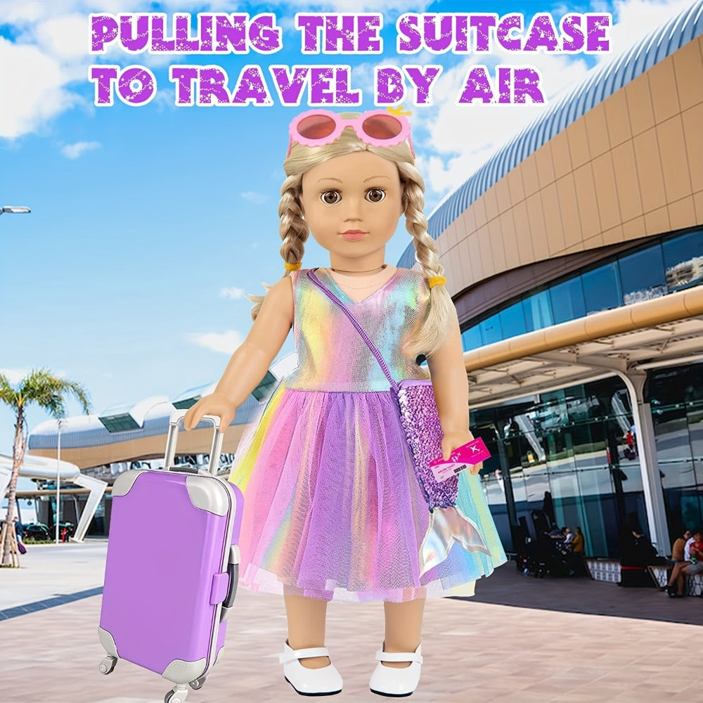 18-Inch Doll Mermaid Travel Accessory Set with Outfit and Luggage