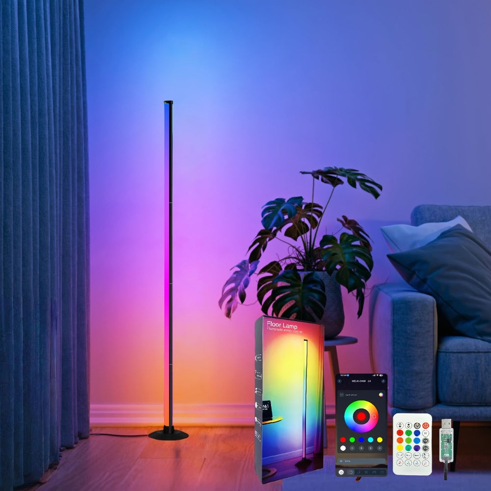 Smart RGB Corner Floor Lamp RGBICB 172 LEDs 1000lm - APP & Remote Control 16 Million Colors 64+ Music Sync Modes USB Powered Standing Lamp for Bedroom Gaming Room Living Room Home Decor