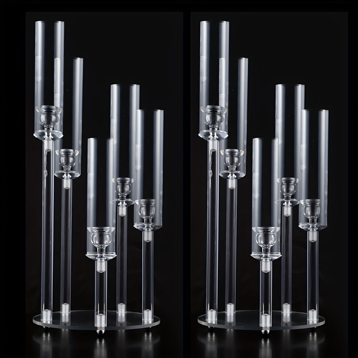 Acrylic Candelabra Candle Holder – Clear Crystal 5-Arm & 6-Arm Taper Candlestick Holders for Wedding Centerpiece, Dining Table, Party & Anniversary Decor