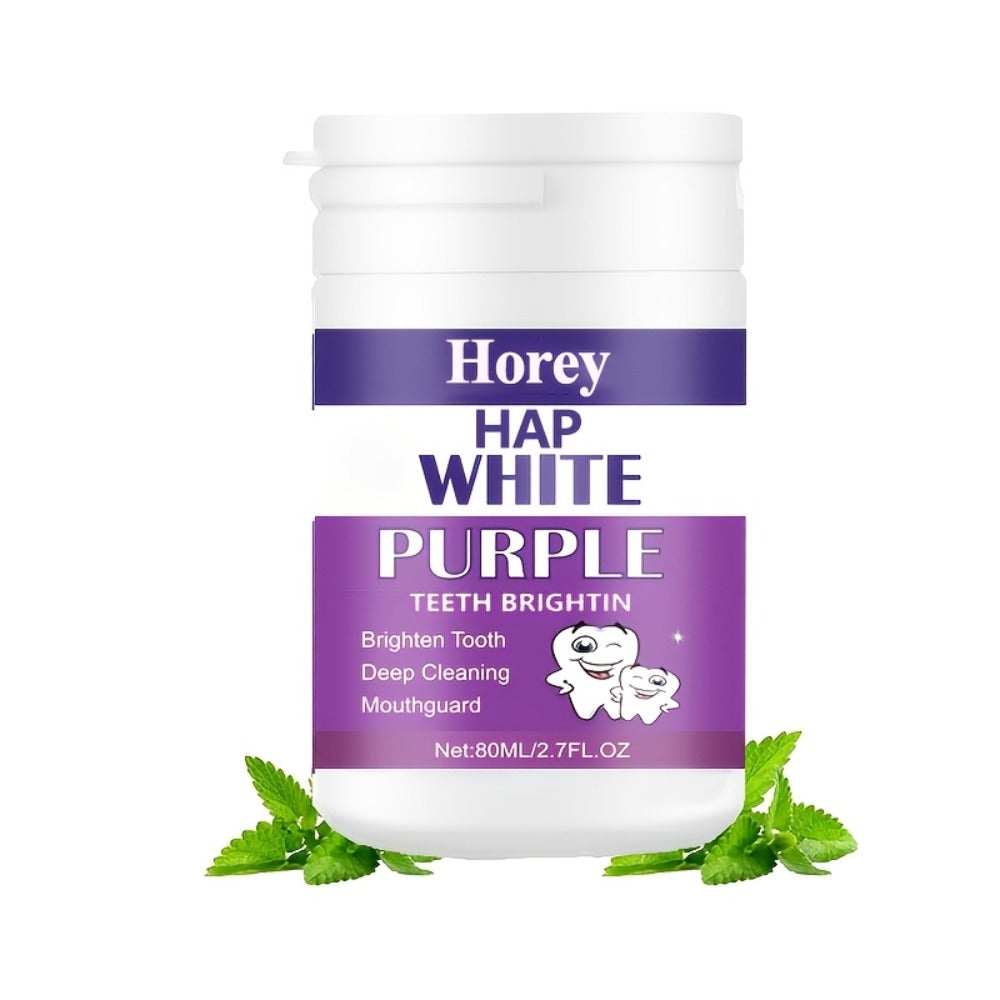 Purple Teeth Whitening Powder for Sensitive Teeth – BPA-Free Alcohol-Free Tooth Polishing Powder Deep Cleans Removes Odors Whitens Teeth Gentle Non-Irritating 3-Day Brushing Program for Adults
