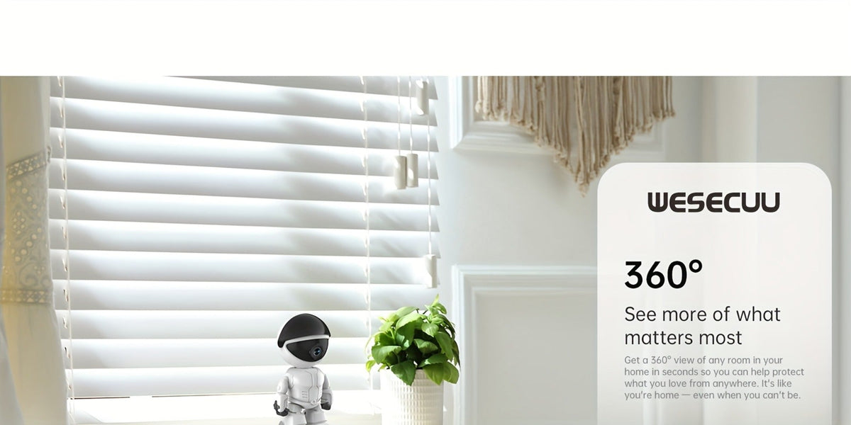 3MP 360° Robot Security Camera Indoor, WiFi Smart Home Camera with Auto Motion Tracking, Two-Way Audio, IR Night Vision, Alexa Compatible, Wireless Surveillance for Baby Pet Elderly Home Monitoring