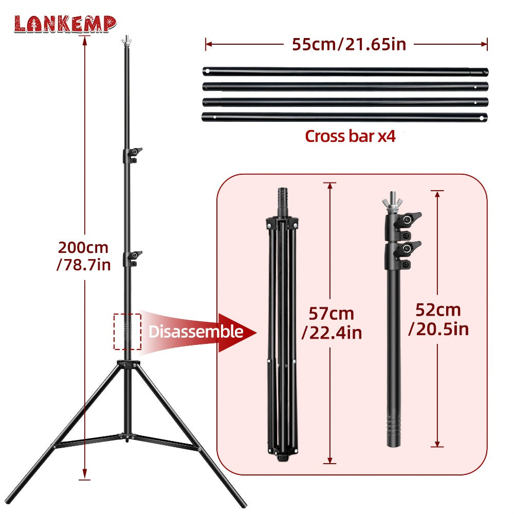 Photography Backdrop Kit 6.6x6.6 Ft 2x2M with 4 Clips for Weddings Parties Photo Booth Events Decoration Projection Screen Background LANKEMP