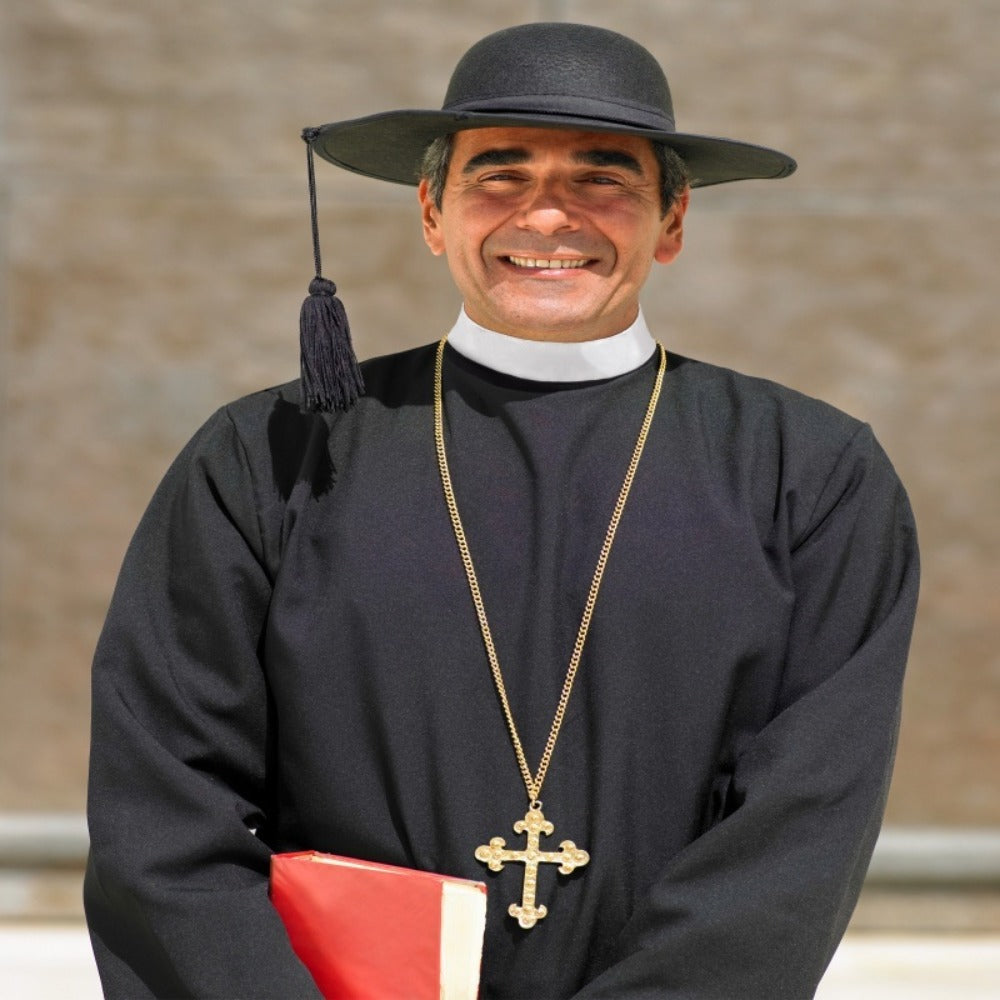 Unisex Priest Collar 3-Piece Set, Clergy Tab Collar, Black Dickey Neck Band for Halloween & Theater