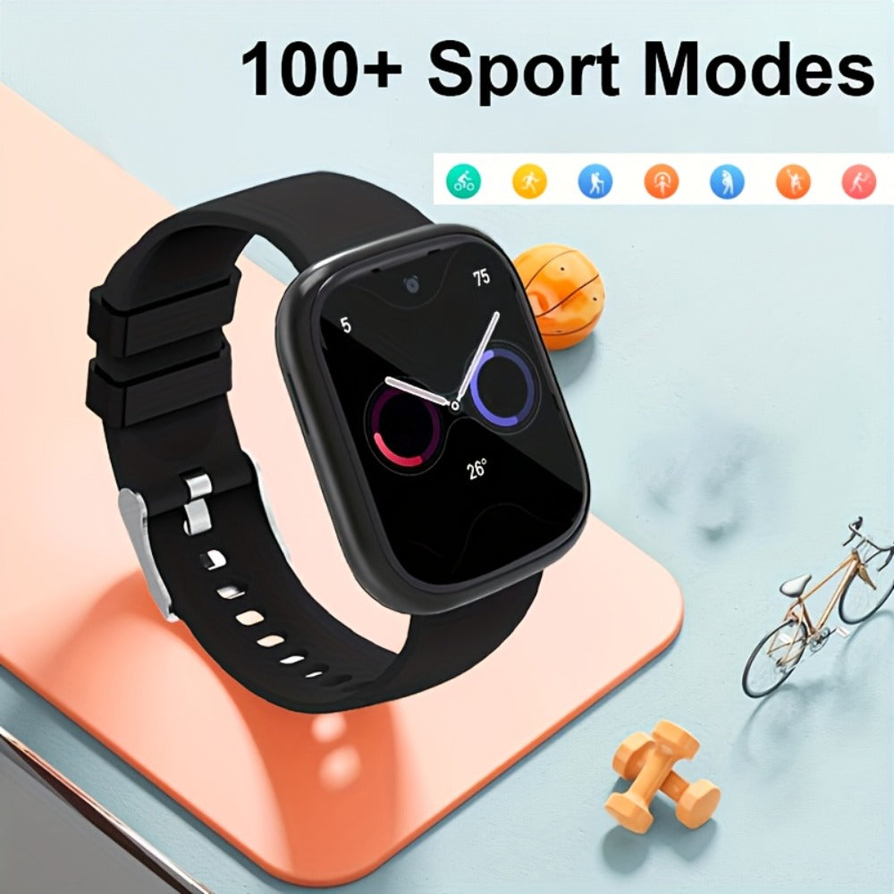 Full Touch Screen Smartwatch 95% Screen Coverage Customizable Watch Dials – 1.83" TFT Wireless Calling SMS Reminders Multiple Sport Modes Compatible with Android iPhone Unisex Black Pink Gift