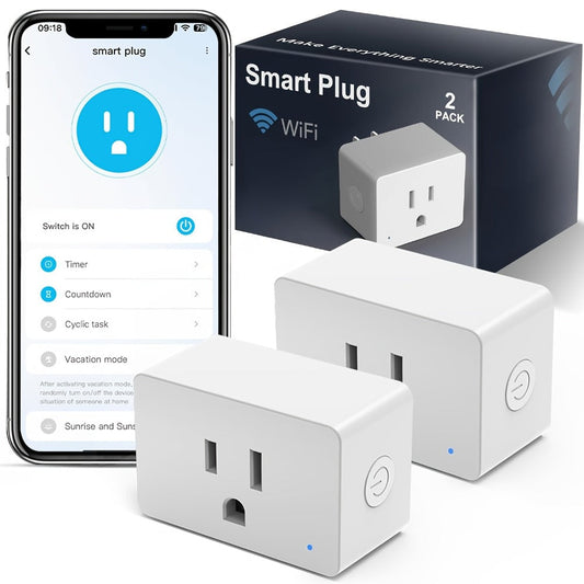 Wi-Fi Smart Plug 15A with Timer, App & Group Control, 2- or 5-Pack
