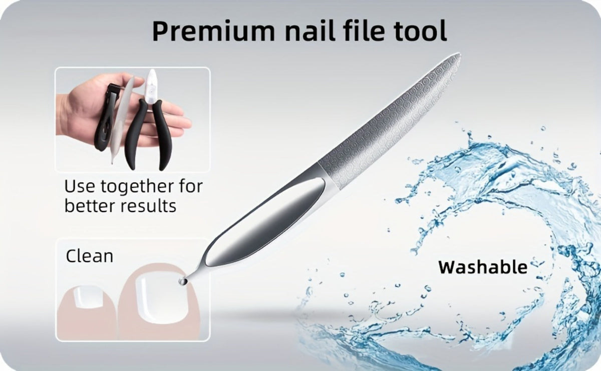 Thick Toenail Clipper Set for Seniors & Diabetics — Wide Jaw Ingrown Toenail Clipper, Heavy Duty Angled Nail Clipper & Nail File Kit for Men and Women, Professional Thick Nail Cutter Tool