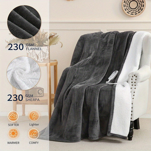 Electric Blanket, Flannel with 8 Heat Settings and Auto-Off, Throw to King