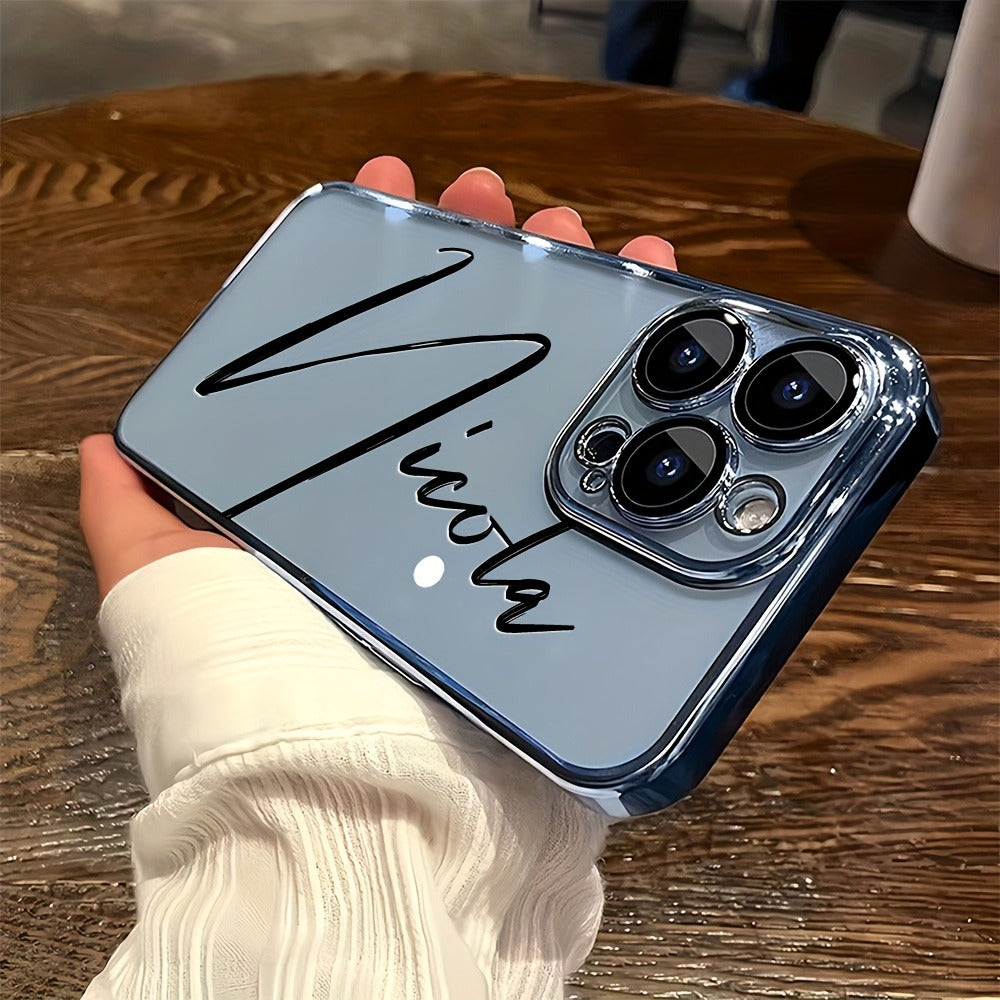 Custom Name Calligraphy Phone Case Personalized Transparent DIY Gift for iPhone 17 16 15 14 13 12 11 Pro Max Plus Air & Samsung Galaxy S25 S24 S23 S22 Ultra Plus