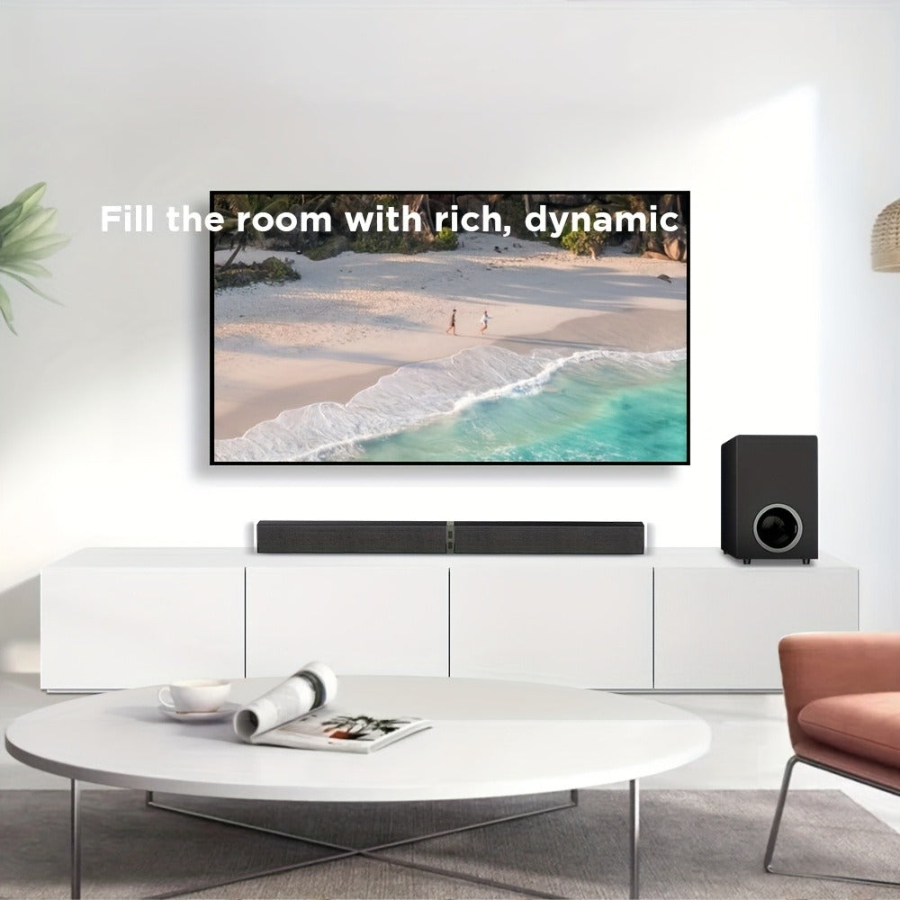 Soundbar with Subwoofer 2.1CH Home Theater Sound Bar for Smart TV, Deep Bass Wireless Bluetooth 5.0, ARC Optical AUX, Detachable Tower Speakers, Infrared Remote, for Movies Music Gaming
