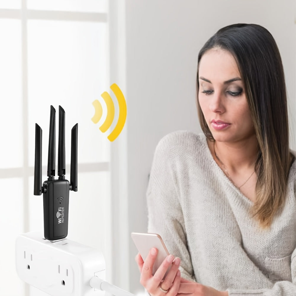 300Mbps WiFi Extender Plug-In Wall Design - Wireless Repeater & Signal Booster for Home Office, Apartment, Basement, Garage, Easy WPS Setup, 2.4GHz Wide Coverage, No Dead Zones