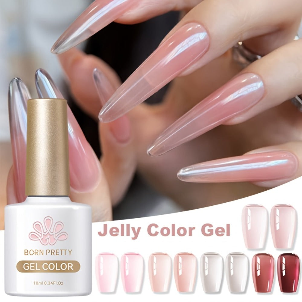 Nude Jelly Gel Nail Polish 10ml Skin Tone Transparent Finish – Semi-Permanent Soak-Off UV LED 30-Day Wear, Jade Nail Art Minimalist Natural Look for Women, Shades JN05 JN68 JN75 JN76